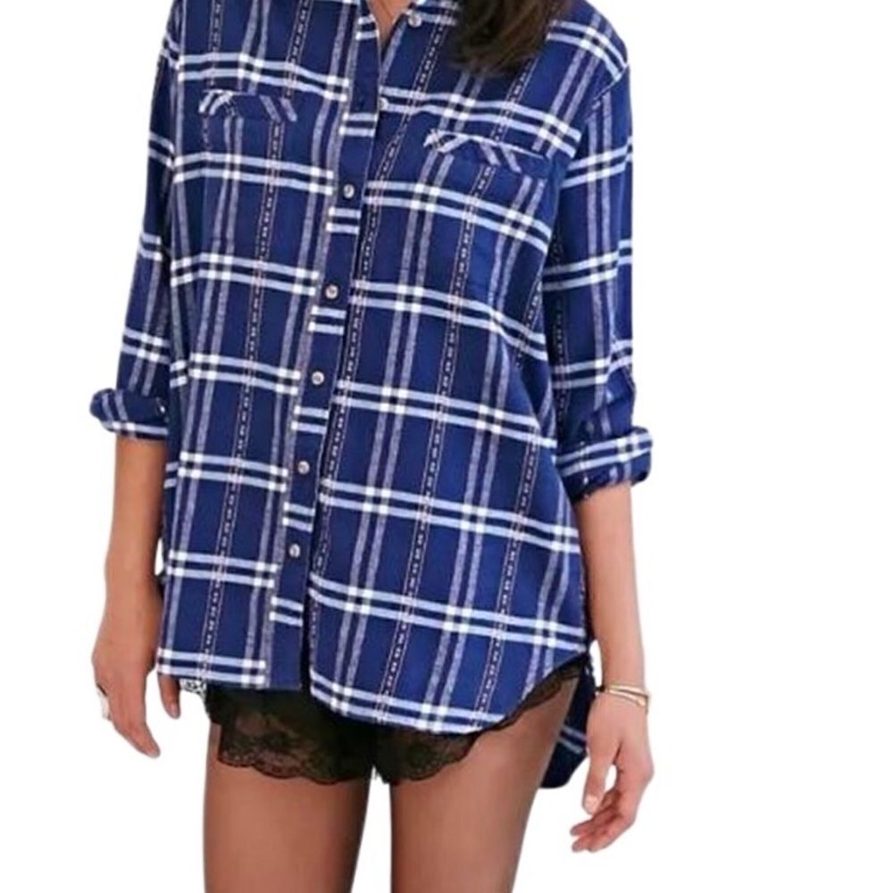BDG Urban Outfitters Boyfriend  Plaid Flannel shirt blue Size medium